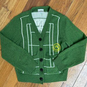GANNI SSENSE Exclusive Green Wool Cardigan